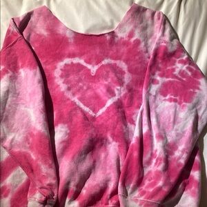 Urban Outfitters Pink Tie-Dye Heart Sweatshirt